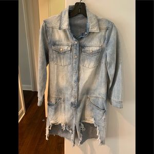 Fashion nova midi denim romper/jumpsuit S